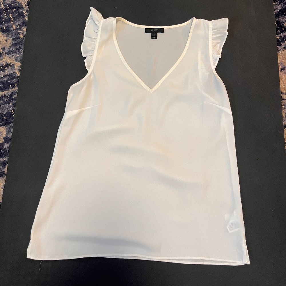 J Crew Ruffle Short Sleeve Work Top